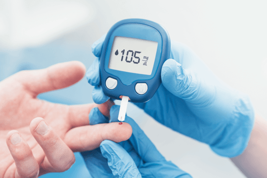 Increased glucose levels in blood plasma in diabetes mellitus